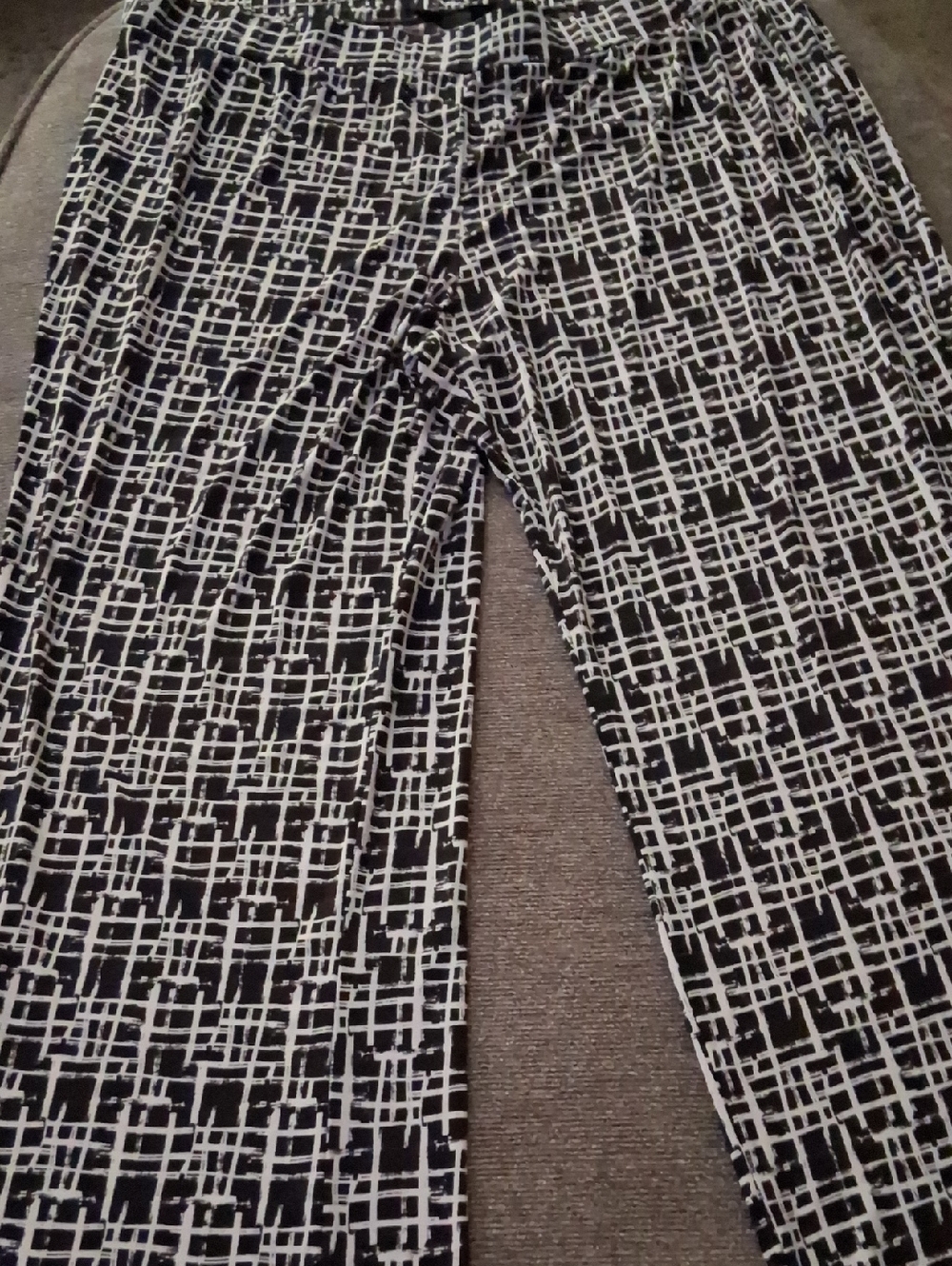 INC International Concepts Black & White Grid-Pattern Pants